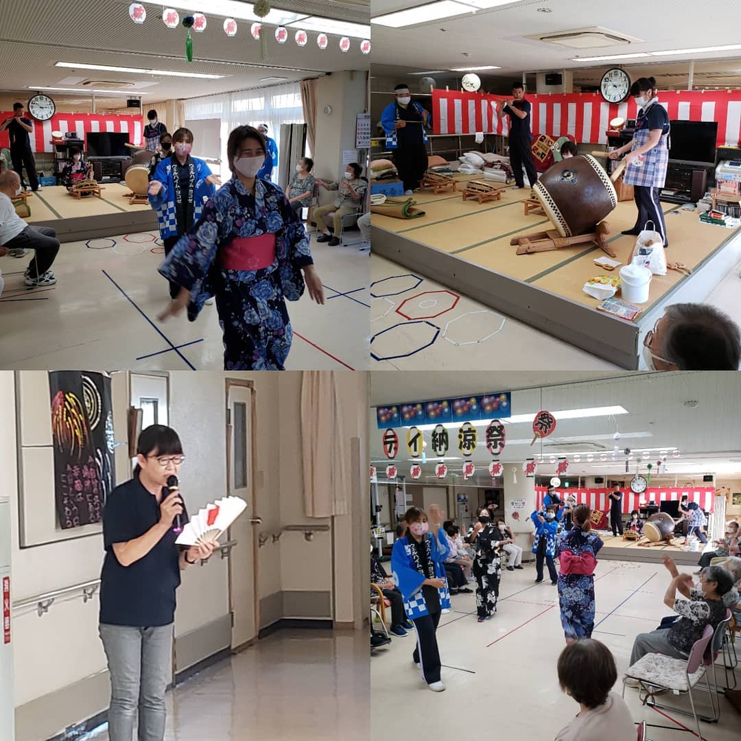 デイサービス納涼祭今週は納涼祭ウィークです。屋台縁日で楽しんでいただいた後は、中根施設長率いる有志一同による秩父音頭秩父屋台囃子が披露されました今年は軒並み祭りが中止となっておりますので、皆さんに喜んでいただけました#横瀬デイサービスセンター 　#秩父　#ウエルハイムヨコゼ 　#納涼祭　#横瀬町